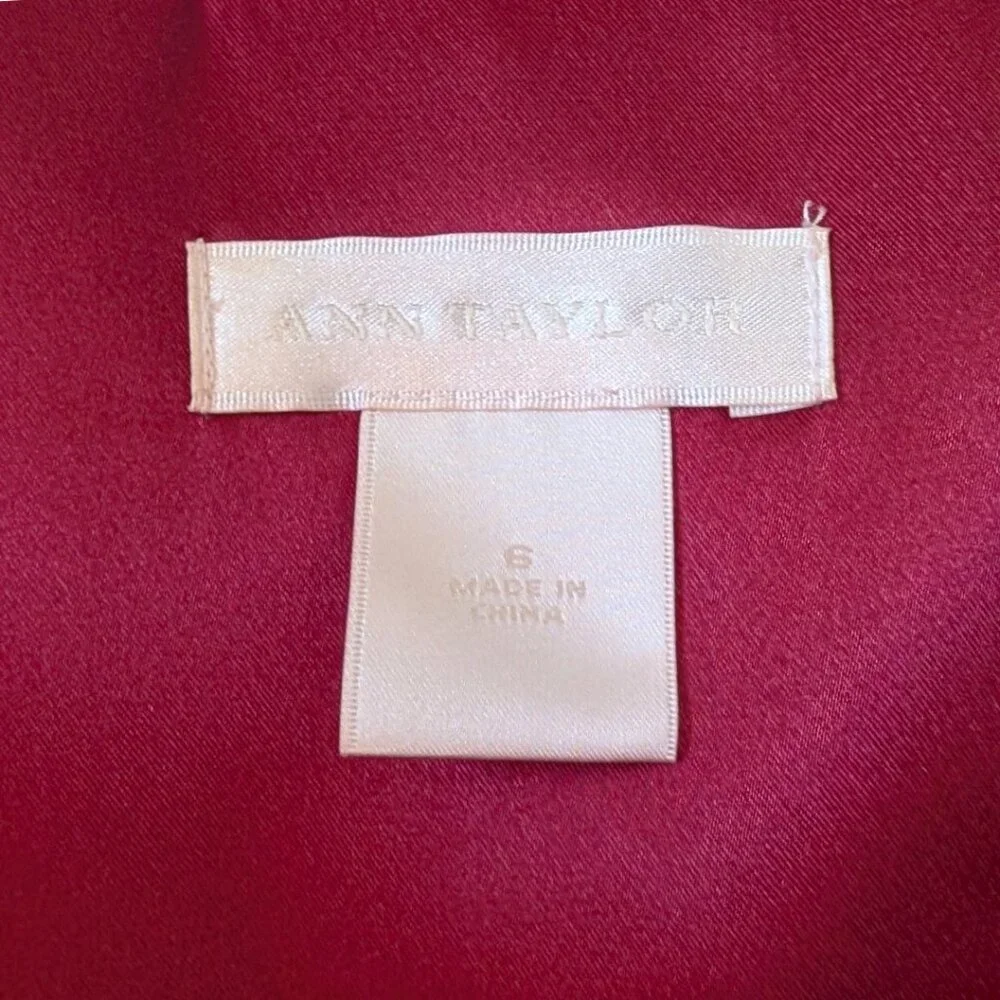 Anny Taylor Raspberry Red Silk Strapless Fit & Flare Taffeta Dress Sz 6 - Picture 4 of 8